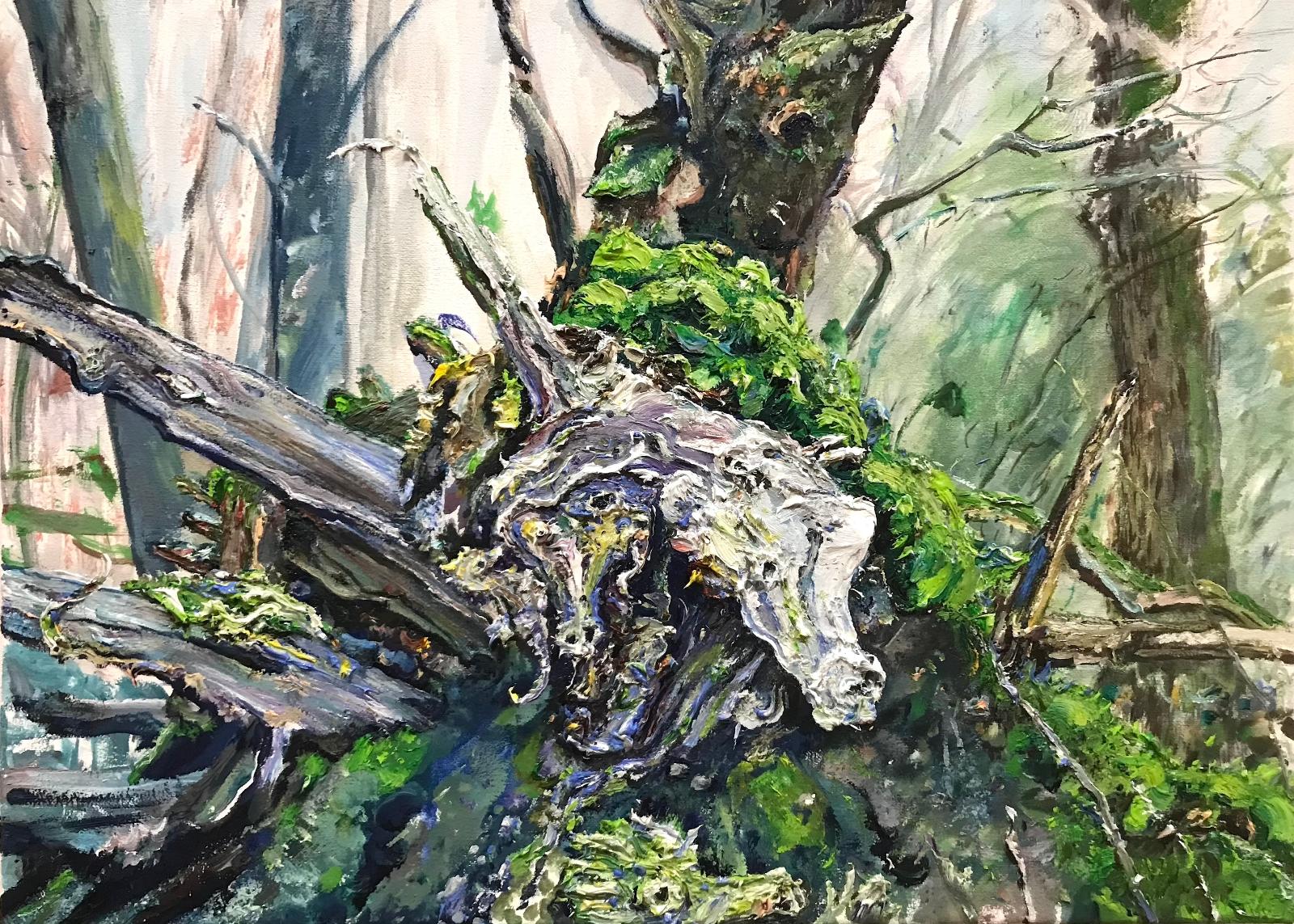 Saxana N. Schötschel Nr. 15 into the deep green 2019 Öl auf Leinwand 42 cm x 58 cm Preis auf Anfrage