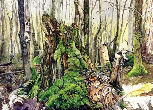 Saxana N. Schötschel, Nr. 9 im Wald - der Wolf- der Bär - der ..., 2017, Öl auf Leinwand, 180 cm x 250 cm, Preis auf Anfrage
