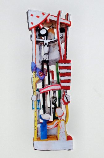 Terence Carr, Stop the World I want to Get Off, 2016, Holz farbig gefasst, 220 cm x 60 cm x 50 cm, Preis auf Anfrage, SüdWestGalerie