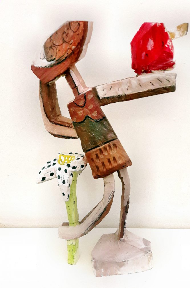Terence Carr, The Women I, 2017, Holz , farbig gefasst, 70 cm x 30 cm x 27 cm, - verkauft!