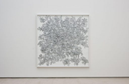 Martin Bruno Schmid, Bohrzeichnung (Roquebrune), 2009, Bleistiftbohrung in Papier, 200 cm x 200 cm, verkauft!