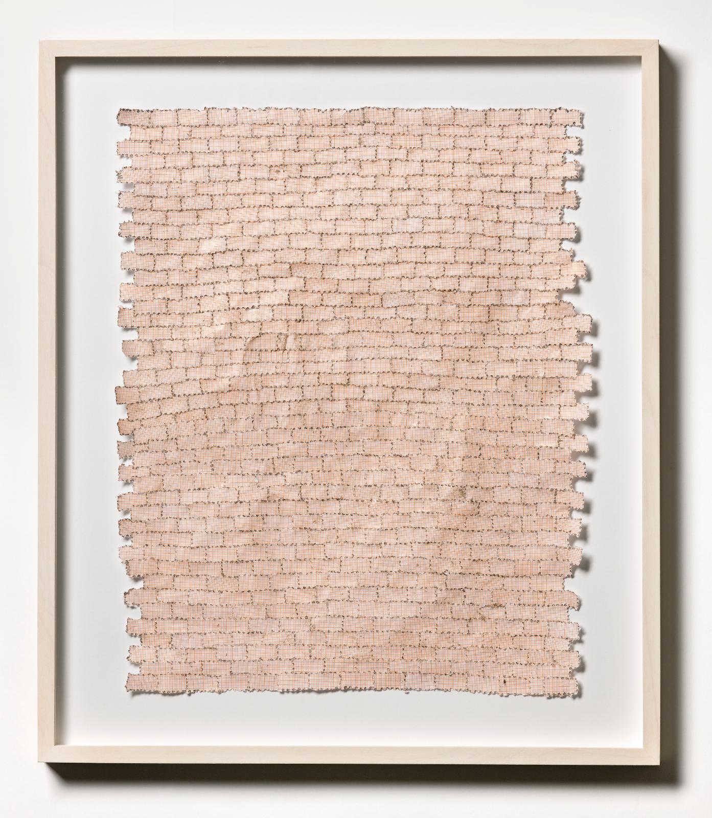 Martin Bruno Schmid, Bohrzeichnung (Mauer), 2009, Bleistiftbohrung in Millimeter-Papier, 40 cm x 34 cm, gerahmt, Preis auf Anfrage