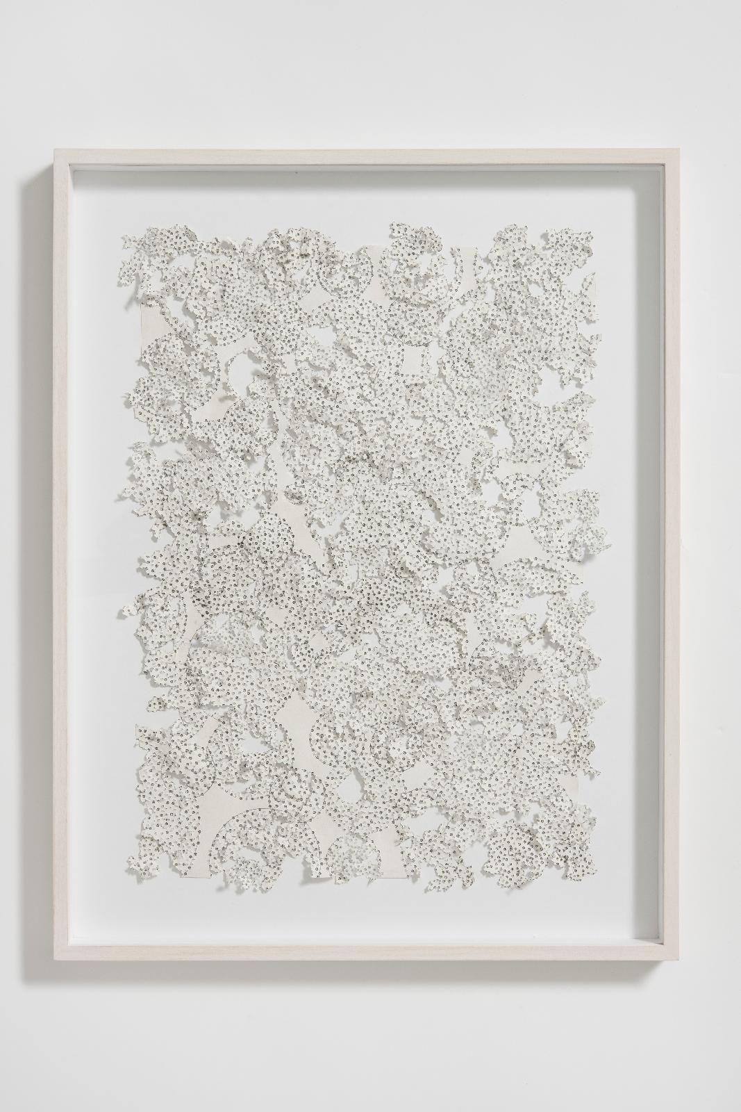 Martin Bruno Schmid, Bohrzeichnung (Kernbohrung), 2012, Bleistiftbohrung in Papier, 48 cm x 38 cm, gerahmt, Preis auf Anfrage