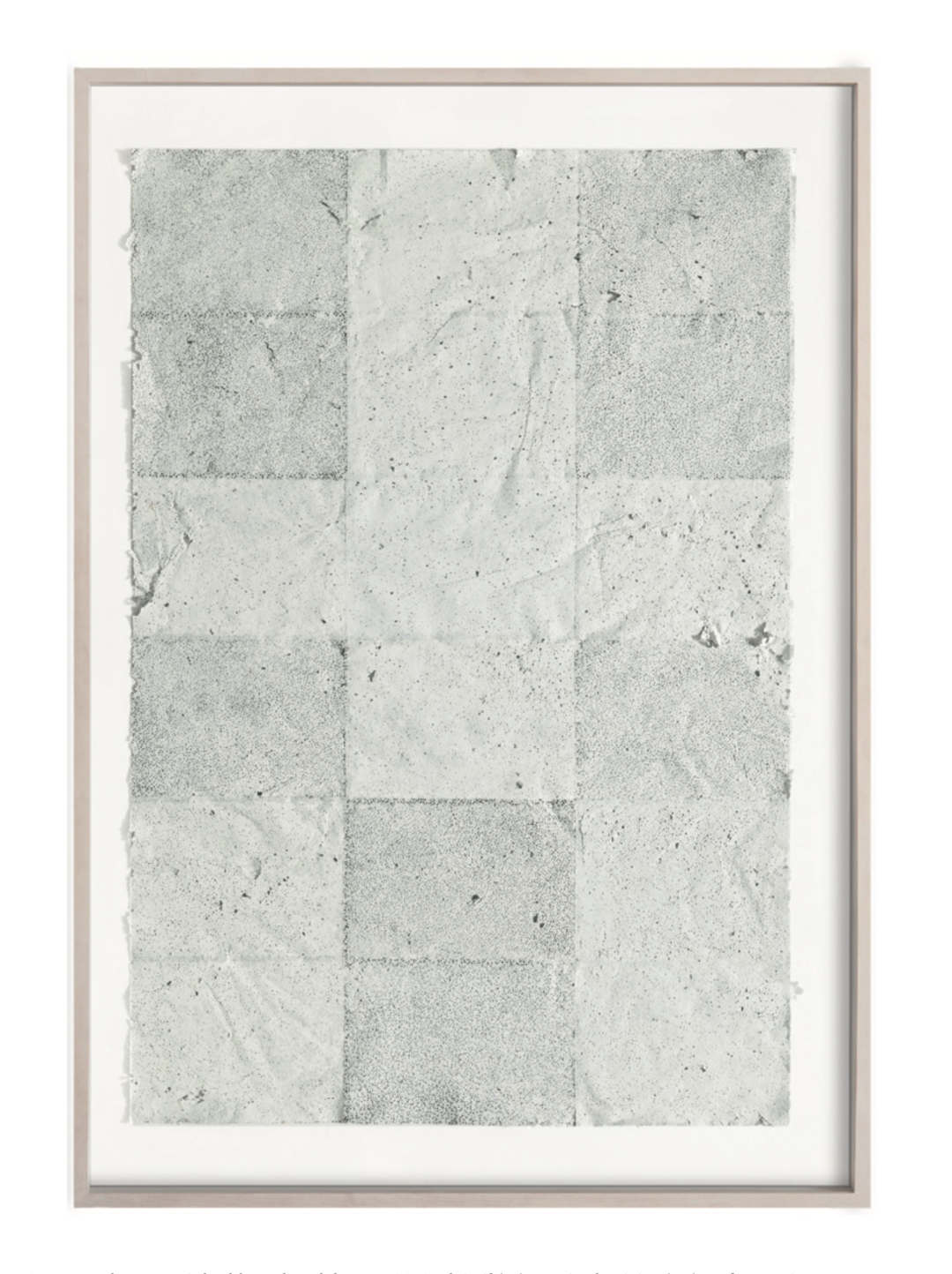Martin Bruno Schmid, Bohrzeichnung, 2012, Bleistiftbohrung in aluminiumbedampftes Papier, 140 cm x 100 cm, gerahmt, Preis auf Anfrage