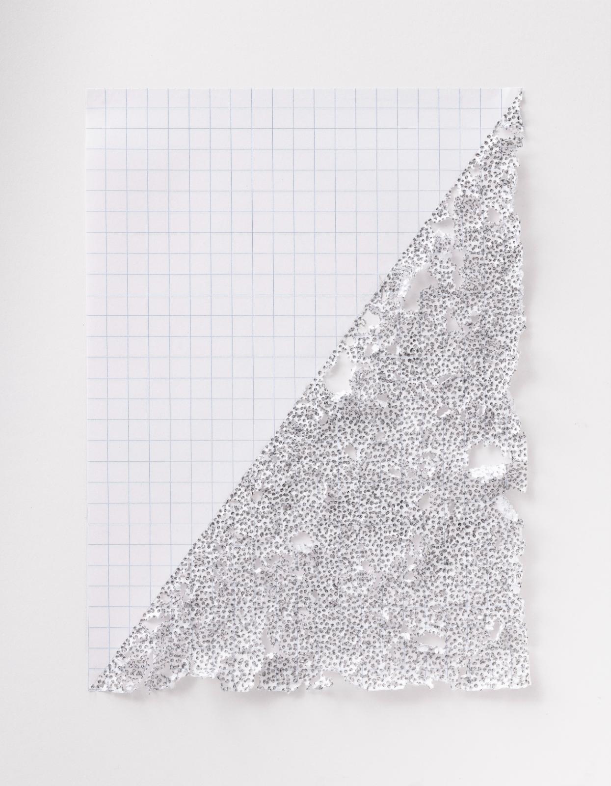Martin Bruno Schmid, Bleistiftspitze in Papier #15, 2020, Bleistift in Papier, 41 × 31 cm, Preis auf Anfrage
