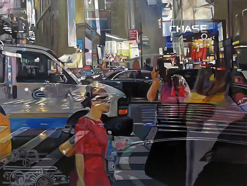 Werner Fohrer. Streetlife (Where the Streets have no Name), 2018, Öl auf Leinwand, 140 cm x 190 cm, Preis auf Anfrage, SüdWestGalerie