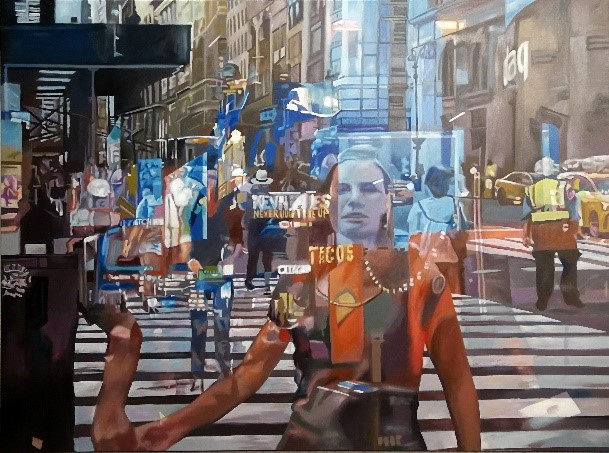 Werner Fohrer, Streetlife IV/20. 2020, Öl auf Leinwand, 145 cm x 195 cm, Preis auf Anfrage, SüdWestGalerie