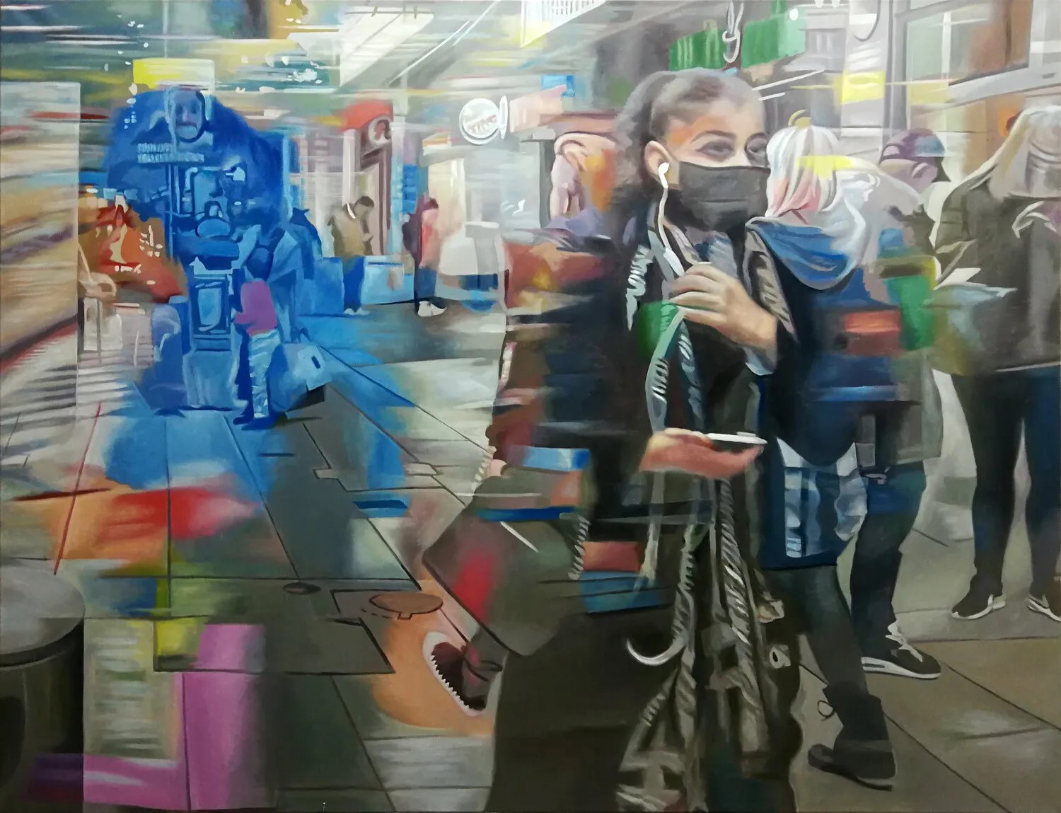 Werner Fohrer, Streetlife VIII, 2020, Öl auf Leinwand, 150 cm x 200 cm, Preis auf Anfrage, SüdWestGalerie