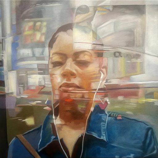 Werner Fohrer, Streetlife Woman VI, 2020, Öl auf Leinwand, 60 cm x 60 cm, Preis auf Anfrage, SüdWestGalerie