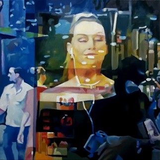 Werner Fohrer, Streetlife Woman VIII, 2021, Öl auf Leinwand, 60 cm x 60 cm, Preis auf Anfrage, SüdWestGalerie