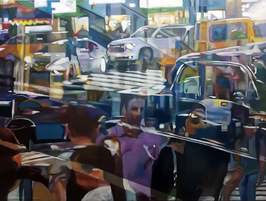 Werner Fohrer, Streetlife II/20 , 2020, Öl auf Leinwand, 110 cm x 130 cm, Preis auf Anfrage, SüdWestGalerie