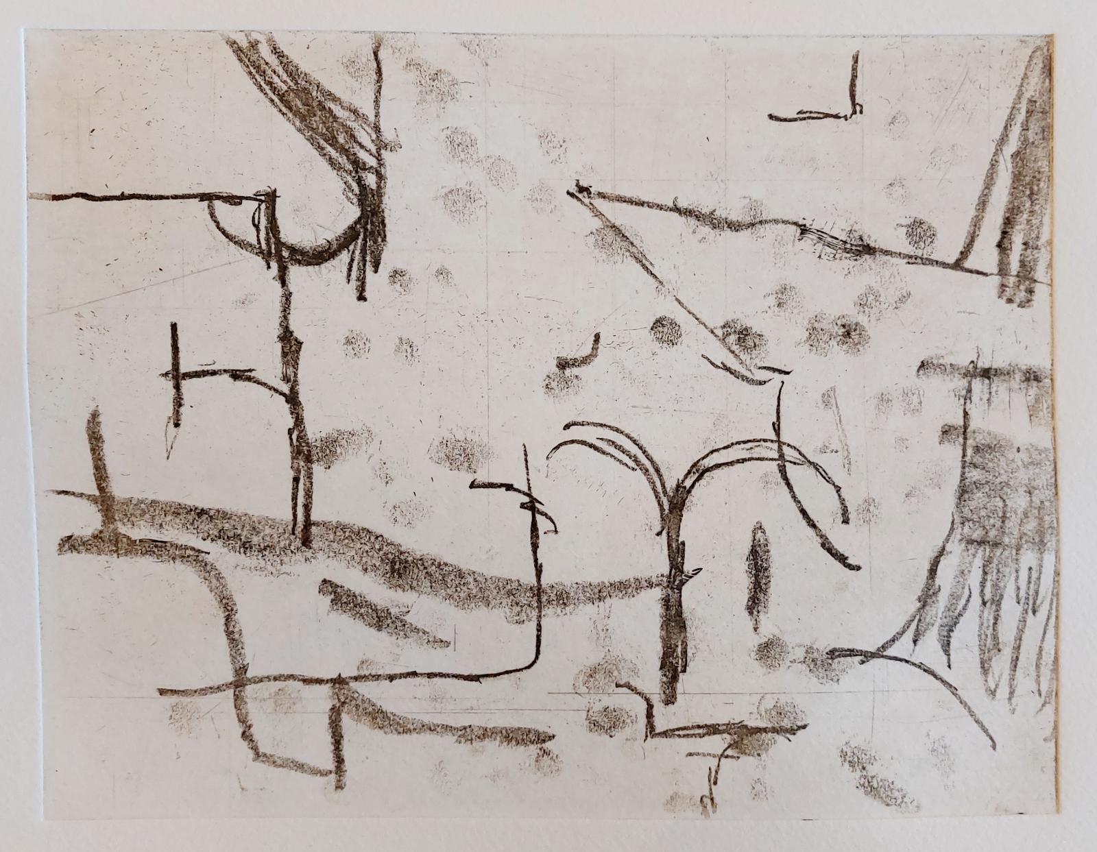 Ulrich Brauchle, Eindrücklich, 2023, Vernis mou Radierung, 16 cm x 24 cm, (gerahmt 40 cm x 50 cm), Preis auf Anfrage, SÜDWESTGALERIE