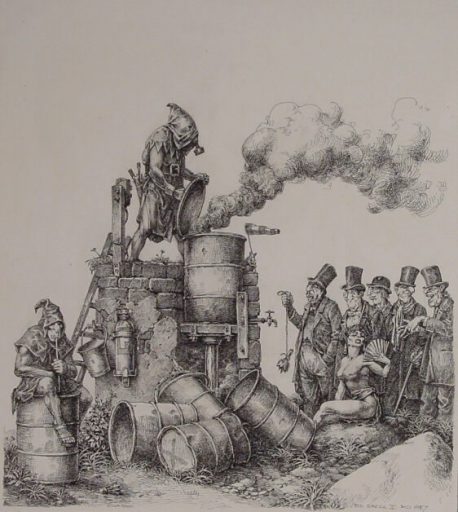 Max Peter Haering, Big Smoke II, 1987, Tuschzeichnung, 34 cm x 30 cm, ham009re, Preis auf Anfrage, SüdWestGalerie