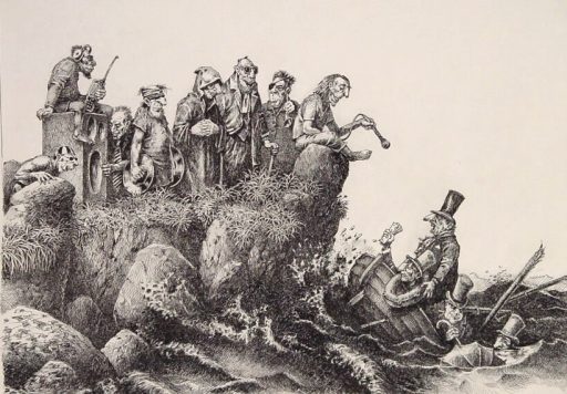 Max Peter Haering, Küste der Blinden, 1987, Tuschzeichnung, 26 cm x 33 cm, ham010, Preis auf Anfrage, SüdWestGalerie