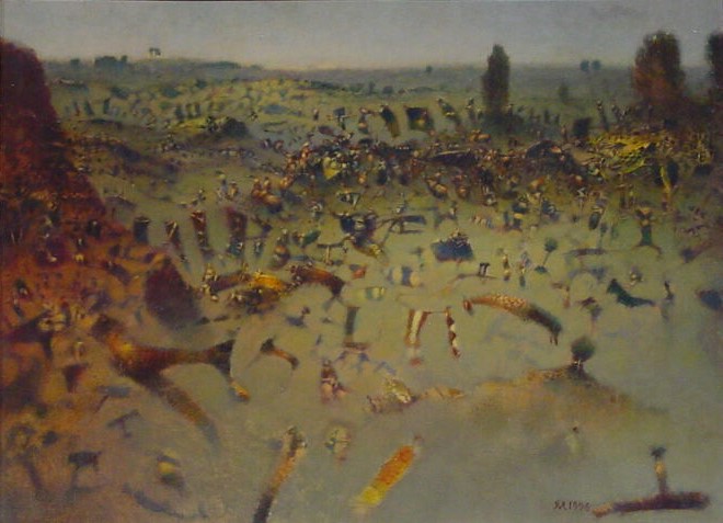 Max Peter Haering, Phantastische Landschaft mit Wacholder, 1996, 50 cm x 68 cm, ham003de, Preis auf Anfrage, SüdWestGalerie