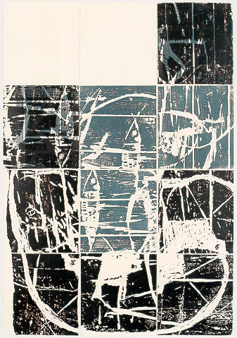 Peter Guth, Treppensockel, Tanzboden, Holzschnitt Unikat, 1995, 169 cm x 123 cm, Preis auf Anfrage, SüdWestGalerie