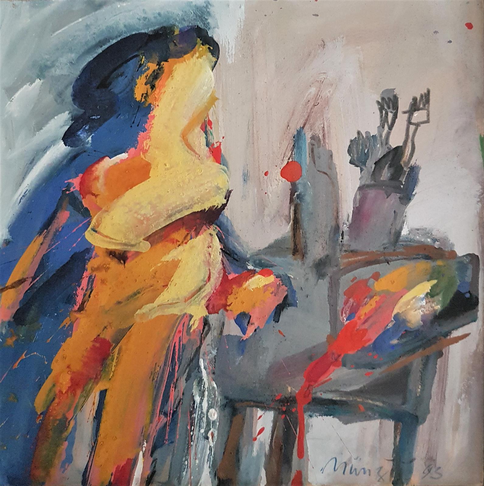 Hannes Münz, Frau im Atelier, 1993, 30 cm x 30 cm, Preis: 400 €, SüdWestGalerie