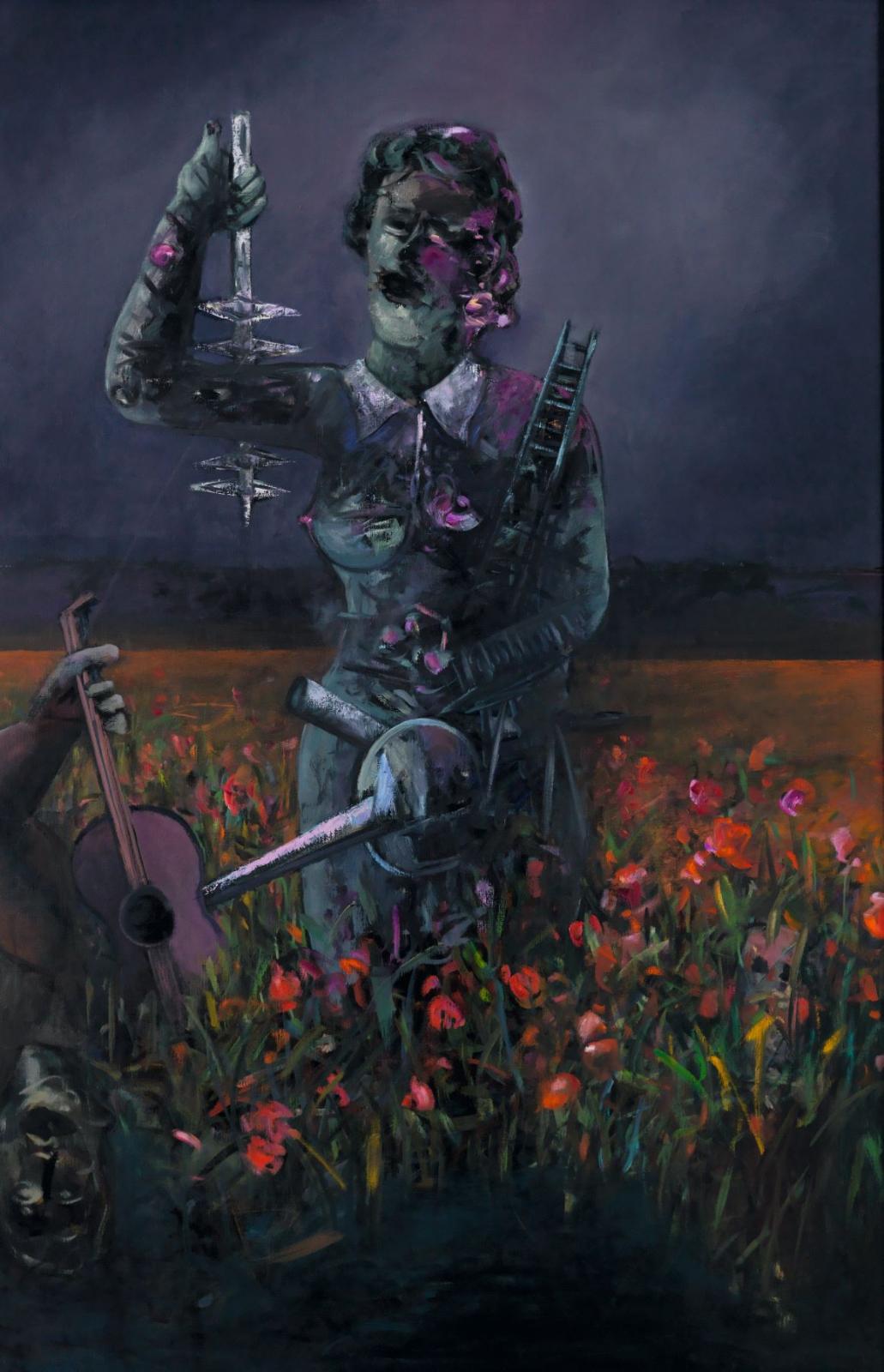 Max Kaminski, Gitarre, M.S.V., 2005, Öl auf Leinwand, 190 x 130 cm, Preis auf Anfrage