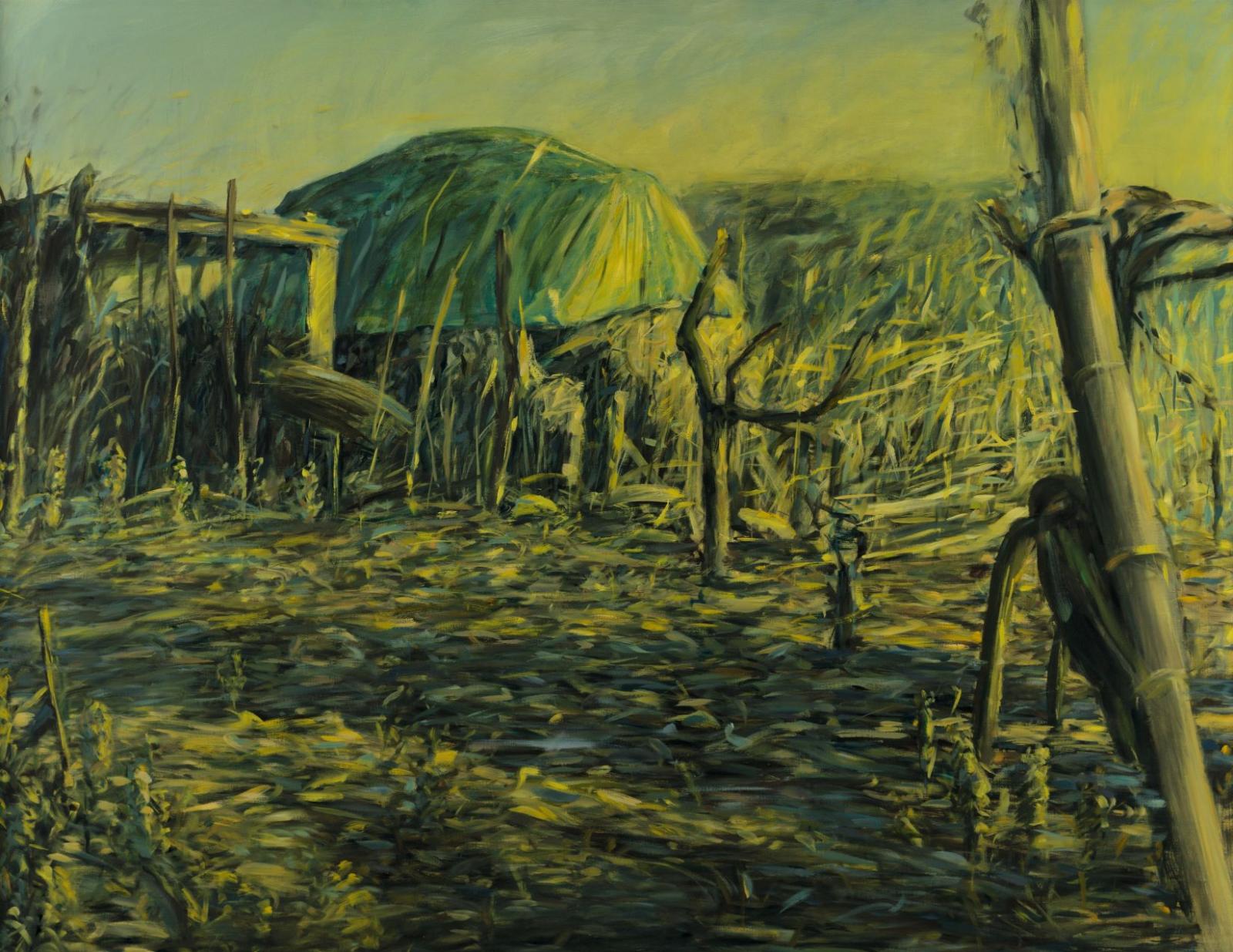 Max Kaminski, Landschaft mit Bambus, 1972, Öl auf Leinwand, 160 x 210 cm, Preis auf Anfrage