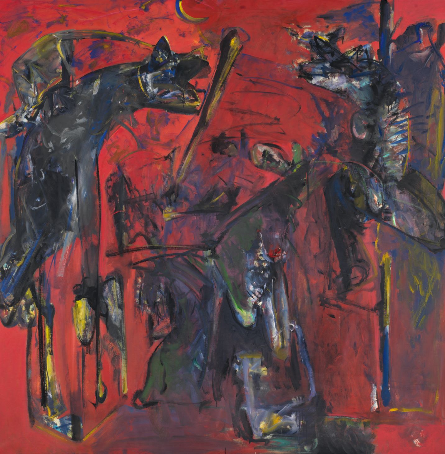Max Kaminski, Zwei Hunde, 1985, Öl auf Leinwand, 190 x 190 cm, Preis auf Anfrage