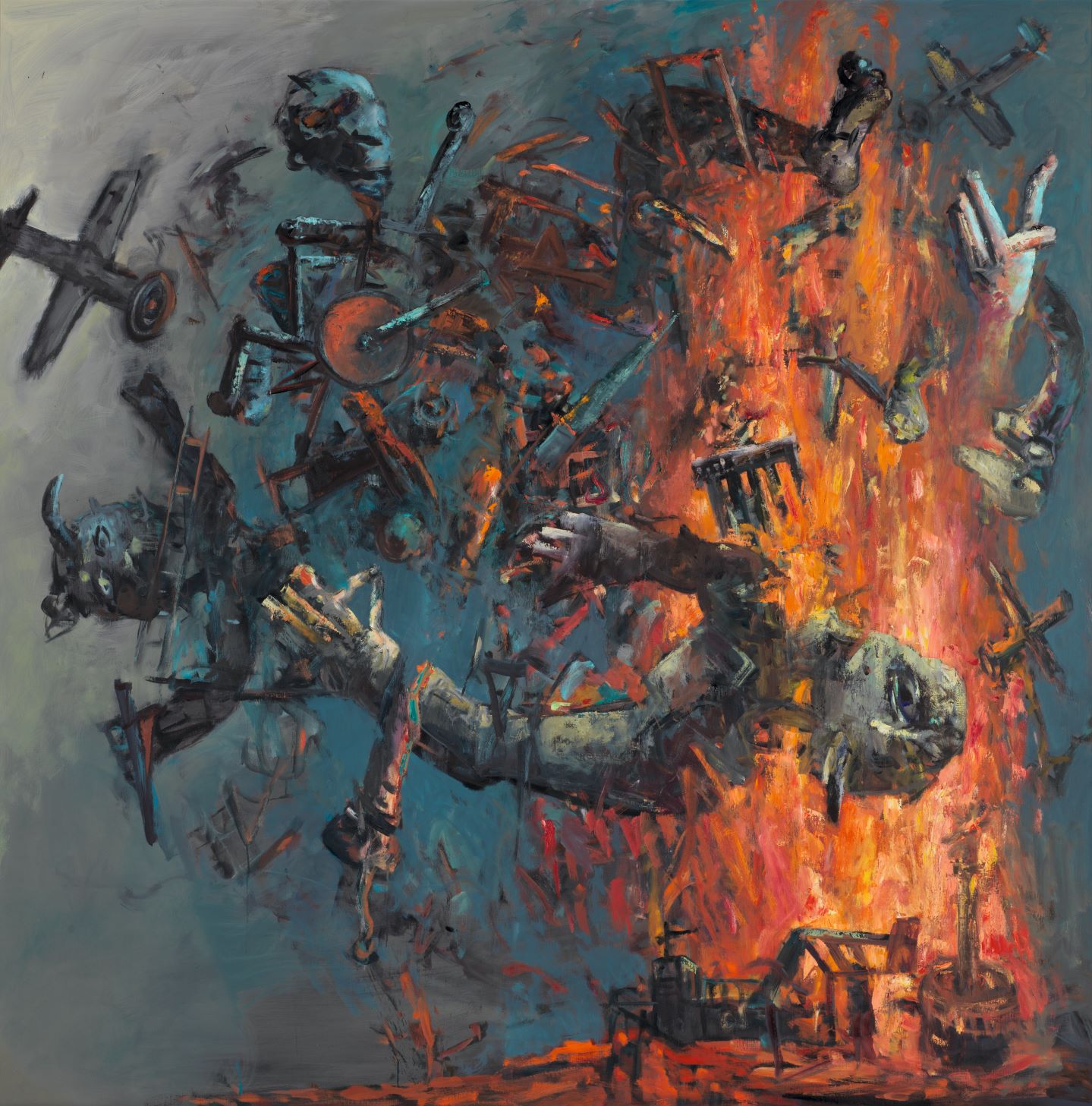 Max Kaminski, Empedokles (Brandenburger Tor), 2002 Öl auf Leinwand 190 cm x 190 cm, verkauft!, Galerie Cyprian Brenner