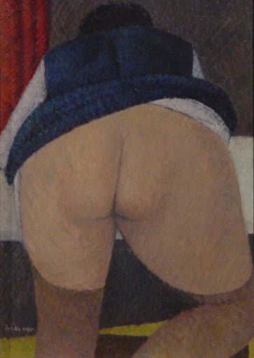 Helmut Fleischle, Weiblicher Halbakt am Tisch, 1968 1970, 53 cm x 36 cm, Preis auf Anfrage, SüdWestGalerie ,