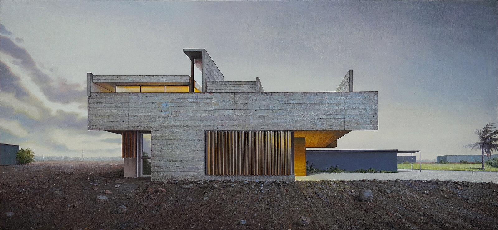 Jens Hausmann, suburban type, 2022, Öl auf Leinwand, 120 cm x 260 cm, Preis auf Anfrage, Galerie Cyprian Brenner