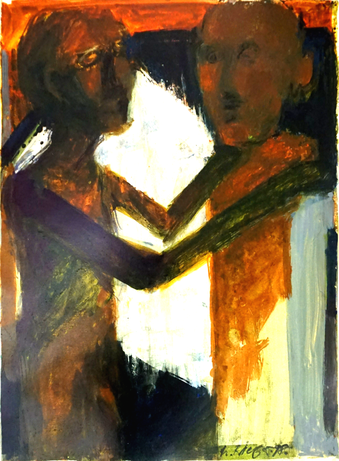 Helmut Rieger, Skulptur Freunde, 1998, Acryl auf Papier, 47 cm x 34,5 cm , Preis auf Anfrage