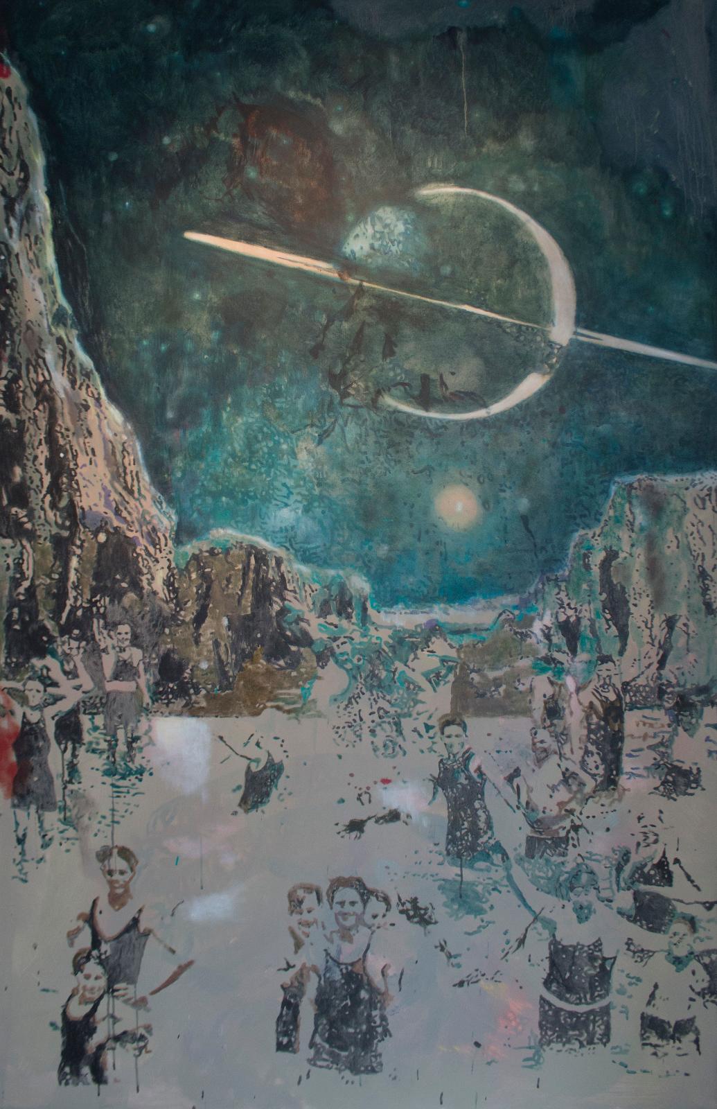 Miriam Vlaming, in another world, 2021, Eitempera auf Leinwand, 200 cm x 130 cm, VERKAUFT!
