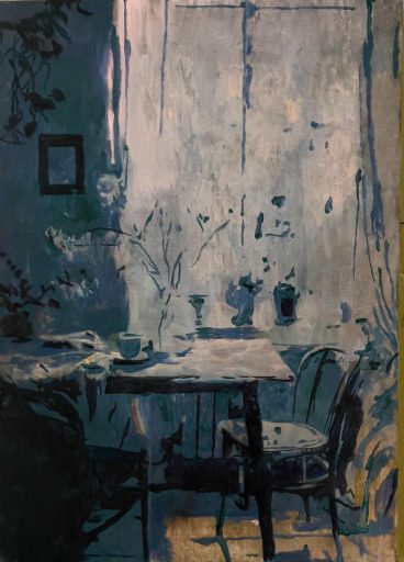 Miriam Vlaming, Moleküle, 2025, Eitempera auf Leinwand, 70 cm x 50 cm, Preis auf Anfrage, Galerie Cyprian Brenner