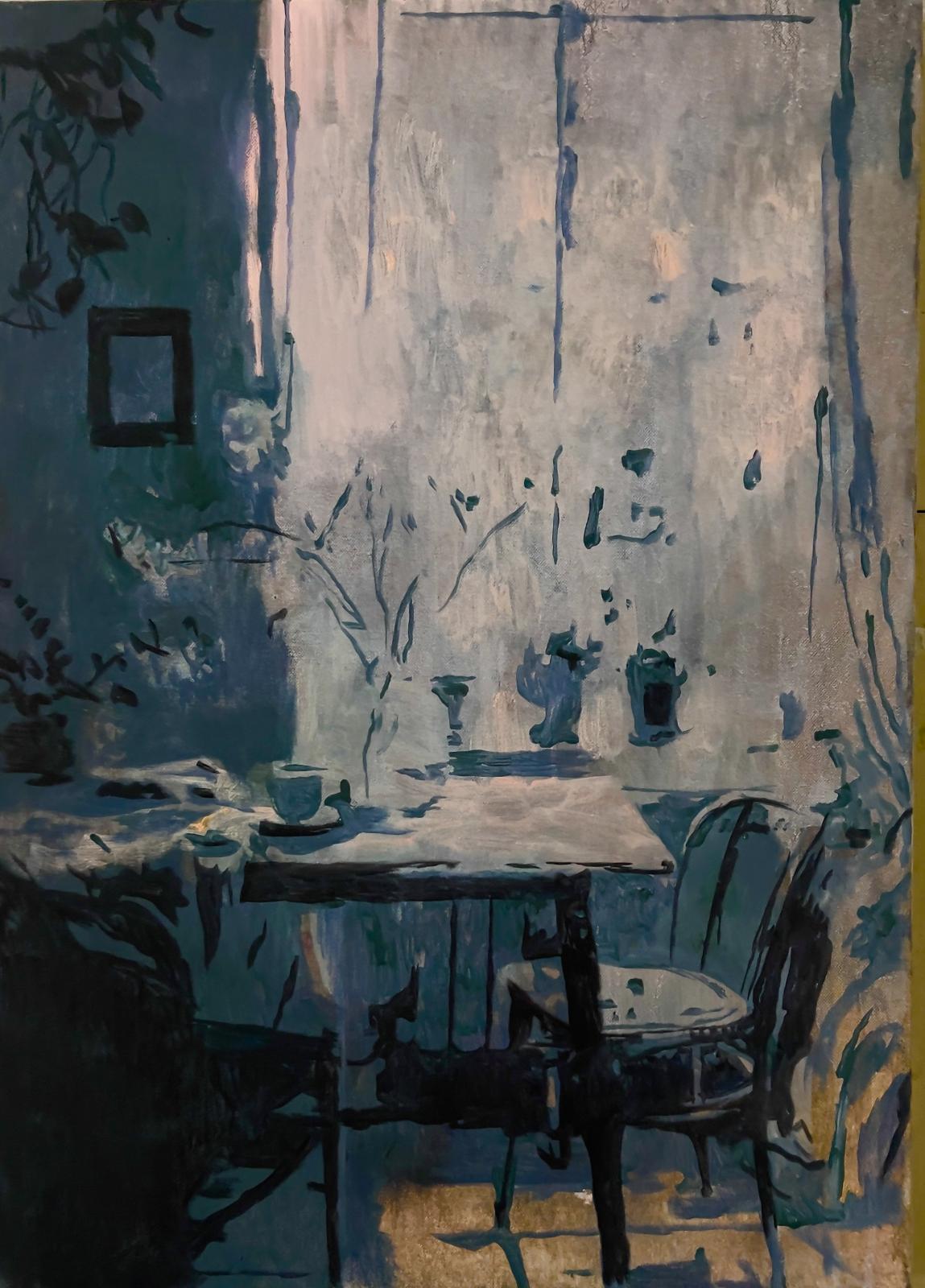 Miriam Vlaming, Moleküle, 2025, Eitempera auf Leinwand, 70 cm x 50 cm, Preis auf Anfrage, Galerie Cyprian Brenner