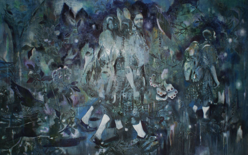 Miriam Vlaming, Schoolgirls, 2010, Eitempera auf Leinwand, 180 cm x 280 cm, Preis auf Anfrage, Galerie Cyprian Brenner