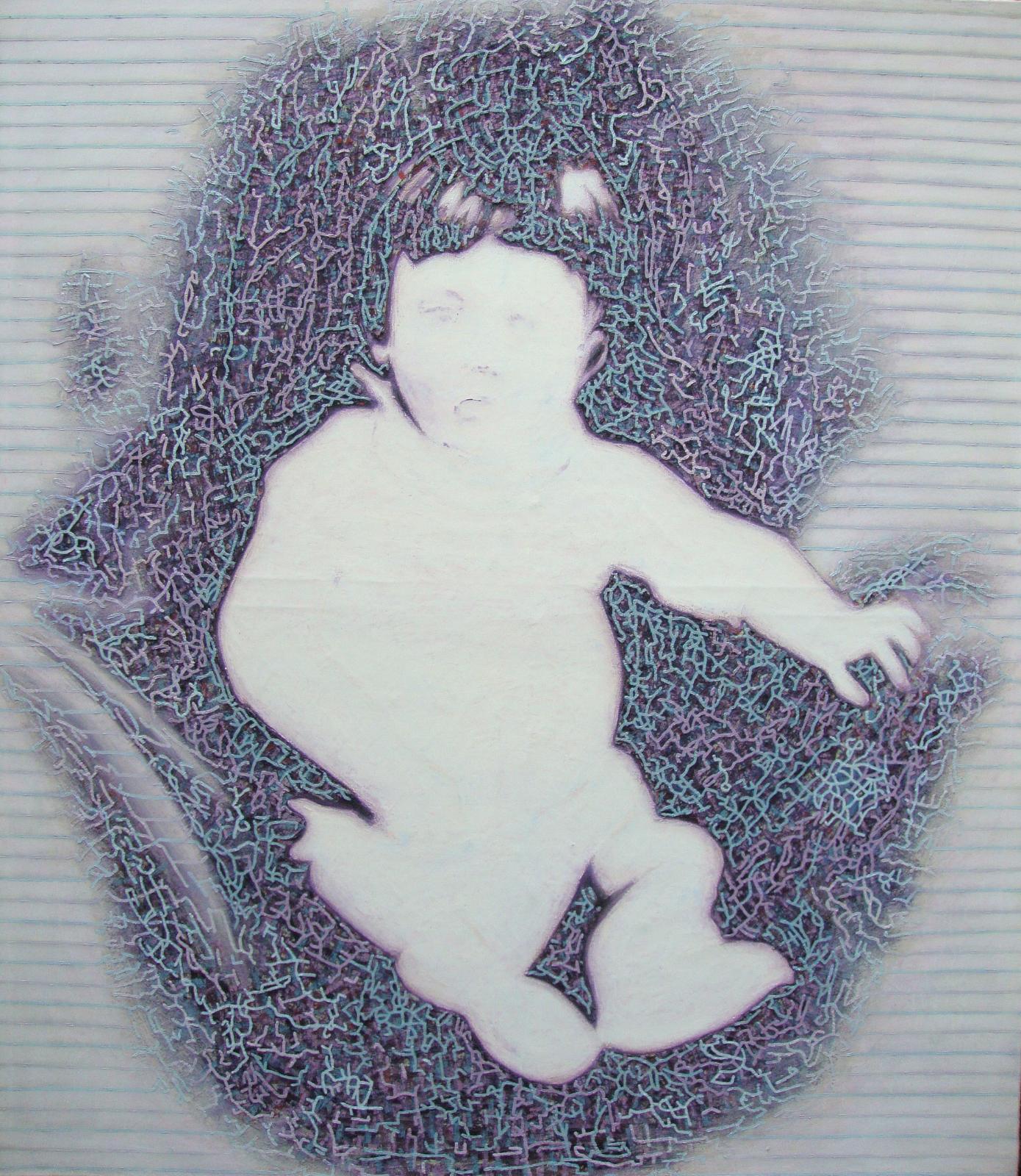 Andreas Lau, Baby 1, 2010, Eitempera auf Nessel, 150 x 150 cm, laa015kü, Preis auf Anfrage