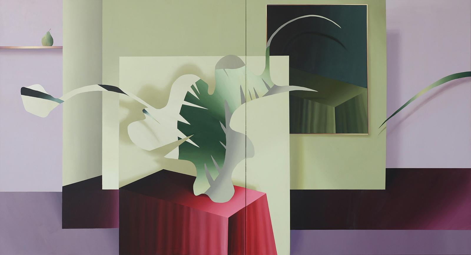 Judith Grassl, Arrangement, 2021, Acryl auf Leinwand, 170 cm x 315 cm, Preis auf Anfrage