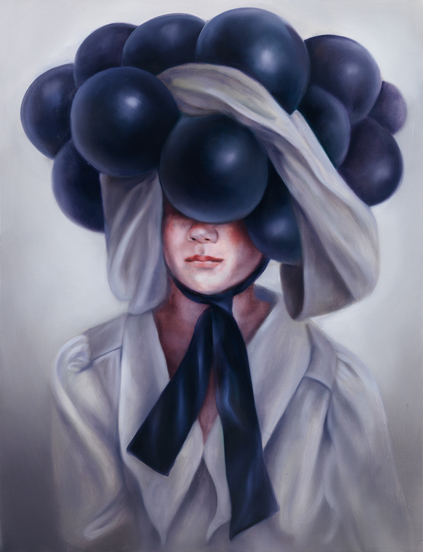 Simone Haack, Black Balls 2, 2022, Öl auf Baumwolle, 130 cm x 100 cm, verkauft!
