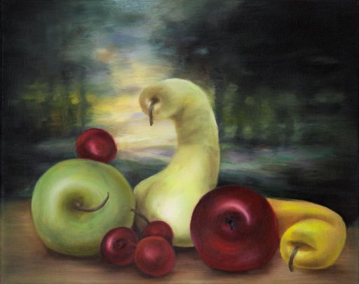 Simone Haack, Fruits on a Table, 2022, Öl auf Baumwolle, 50 cm x 40 cm, Preis auf Anfrage, Galerie Cyprian Brenner