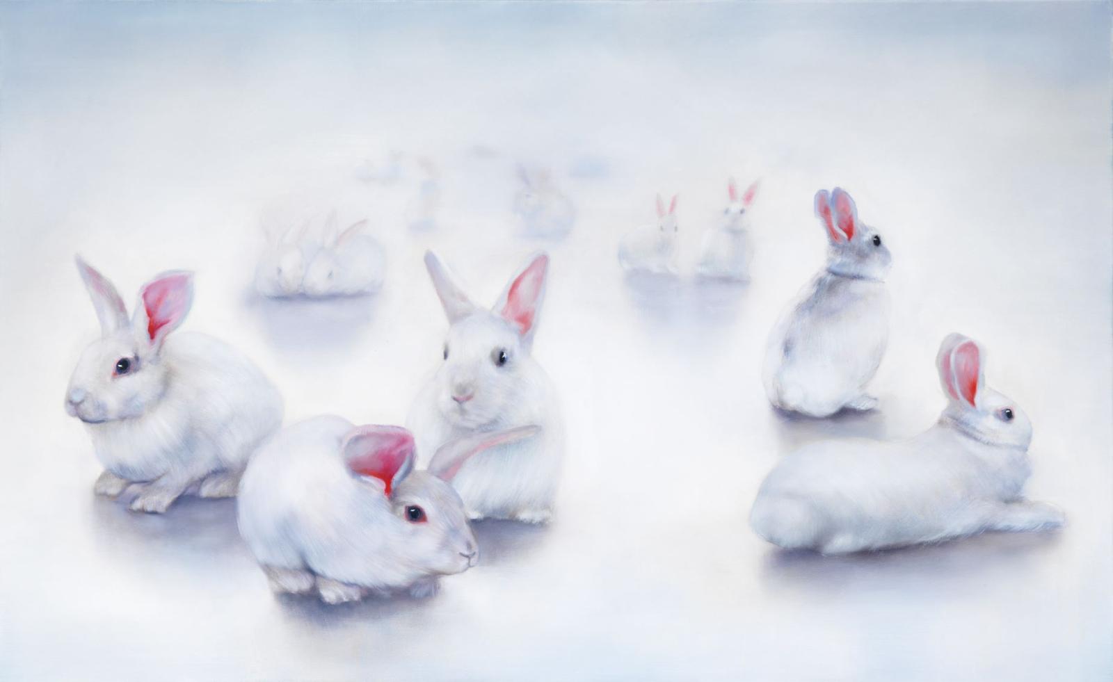 Simone Haack, In the Rabbit Hole, 2020, Öl auf Baumwolle, 80 cm x 130 cm, verkauft, Galerie Cyprian Brenner