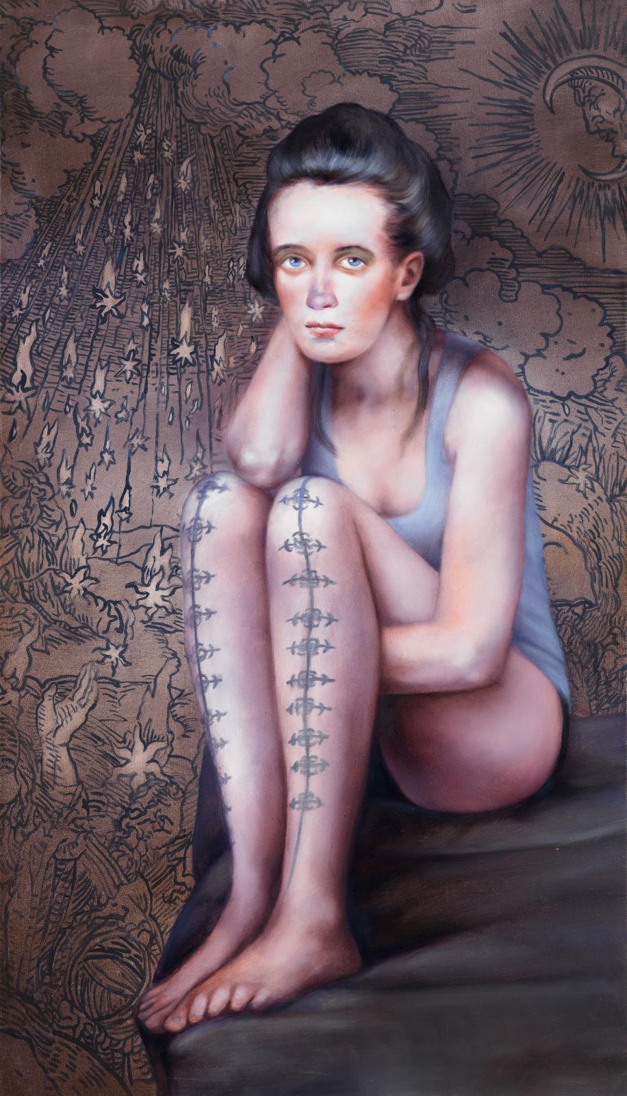 Simone Haack, Sternenhagel, 2014, Öl auf Nessel, 140 cm x 90 cm, Galerie Cyprian Brenner