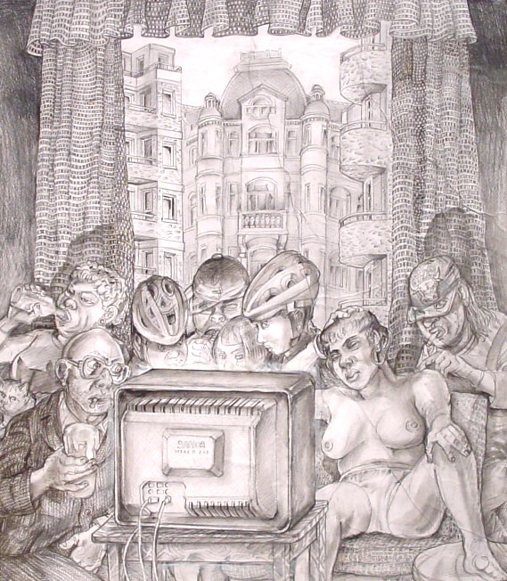 Helmut Goettl, Im Schoss der Familie, 2000, Zeichnung, 86 cm x 75 cm, goh011de, Preis auf Anfrage, SüdWestGalerie