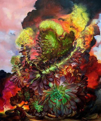 Karla Marchesi, Slow burn, 2022, Öl auf Leinwand, 110 cm x 90 cm, Preis auf Anfrage, Galerie Cyprian Brenner