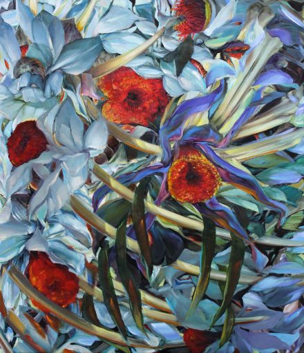 Karla Marchesi, 2020, blooming corpses, Öl auf Holz, 60 cm x 50 cm, Preis auf Anfrage, Galerie Cyprian Brenner