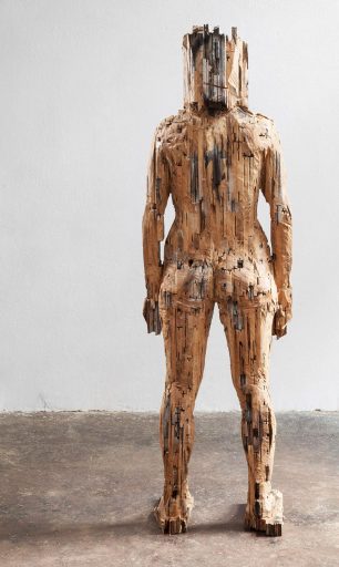 Laura Eckert, Her (Rückenansicht), 2017, Eichenparkett, Farbe, 192 cm x 62 cm x 42 cm, Preis auf Anfrage, Galerie Cyprian Brenner