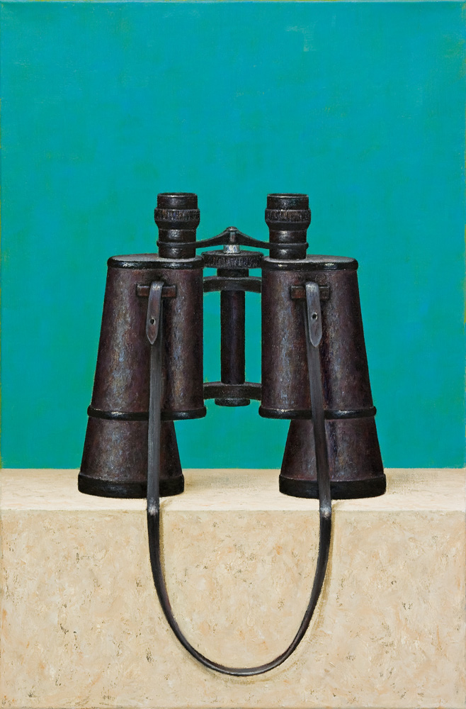 Mirko Schallenberg, Fernglas, Stillleben, 100 cm x 70 cm, Öl auf Leinwand, Preis auf Anfrage, Galerie Cyprian Brenner