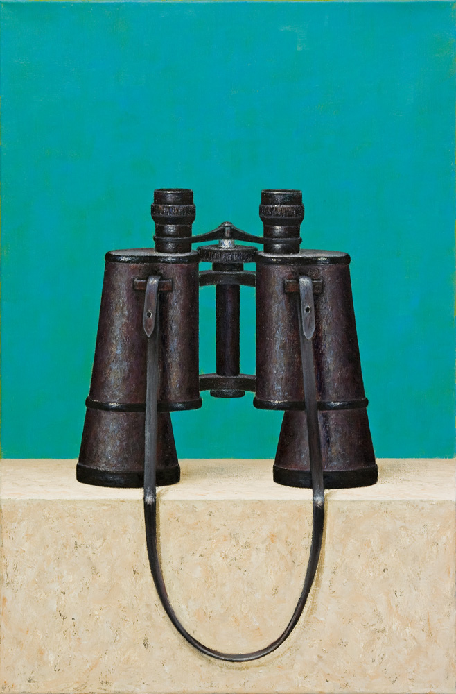 Mirko Schallenberg, Fernglas, Stillleben, 100 cm x 70 cm, Öl auf Leinwand, Preis auf Anfrage, Galerie Cyprian Brenner