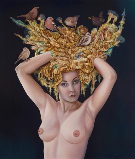 Frank Kortan, Das Mädchen mit dem gelben Auge, 2014, Öl auf Holz, 60 cm x 70 cm, Preis auf Anfrage, SüdWestGalerie