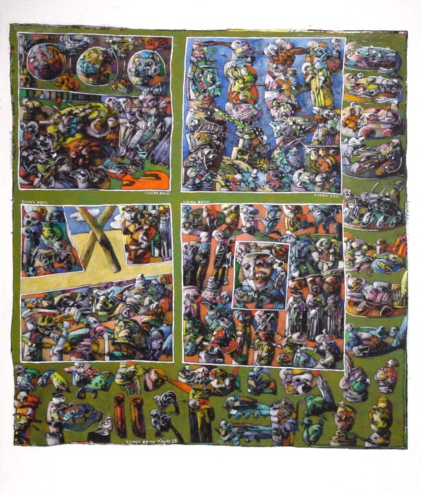 Jean Tirilly, Codex XXIV-XXVIII, 1995, Öl auf Platte, 158 cm x 114 cm Preis auf Anfrage, Galerie Cyprian Brenner