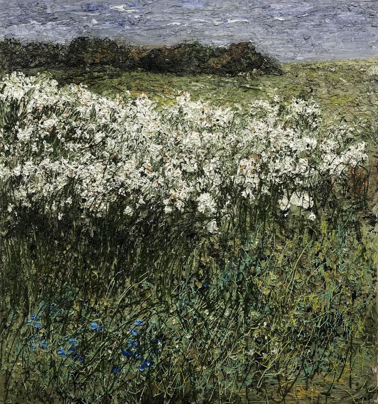 Helmut Helmes, Bruchwolkenlandung, 2022, Öl auf Leinwand, 140 cm x 130 cm, verkauft!, Galerie Cyprian Brenner