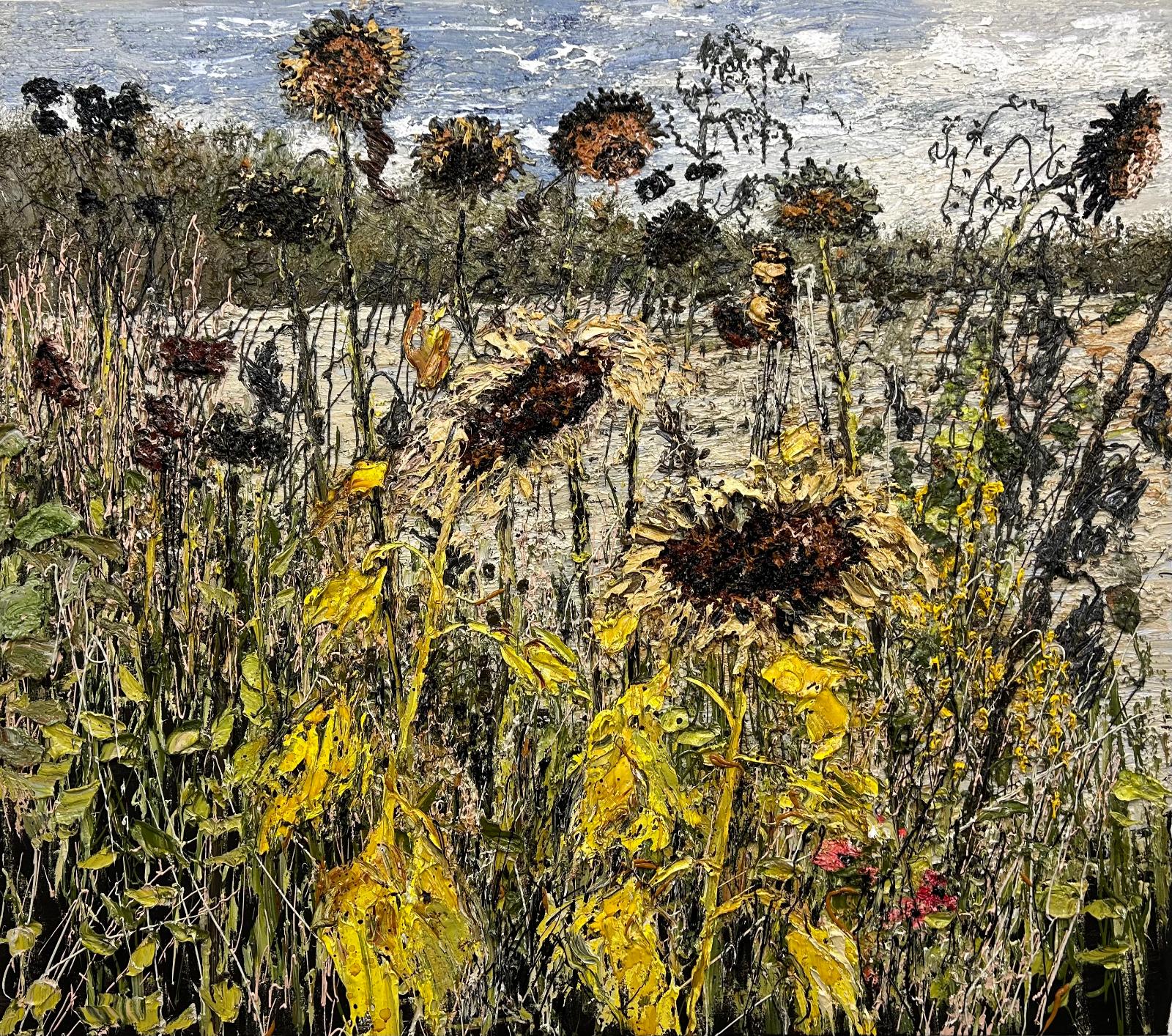 Helmut Helmes, Alte Sonnenblumen, 2023, Öl auf Leinwand, 140 cm x 160 cm, Preis auf Anfrage, Galerie Cyprian Brenner