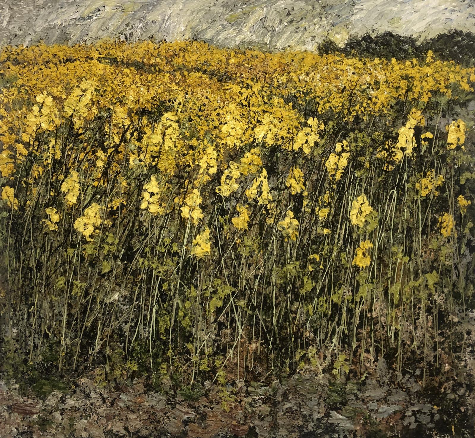 Helmut Helmes, Gelbfeld, 2020, Öl auf Leinwand, 130 cm x 140 cm, Preis auf Anfrage, Galerie Cyprian Brenner