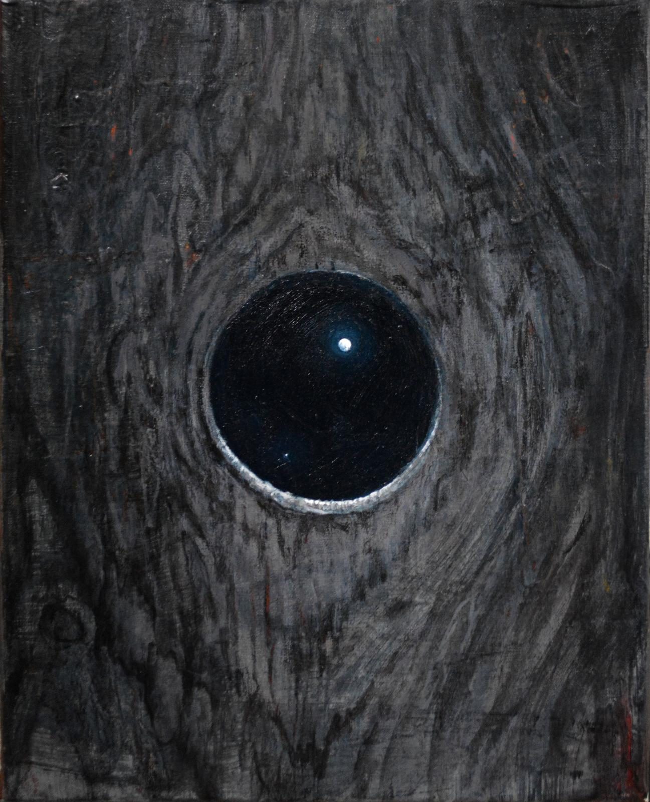 Jan Gemeinhardt, Astloch, 2023, Acryl auf Leinwand, 30 cm x 24 cm, verkauft!, Galerie Cyprian Brenner